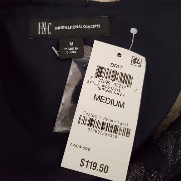 INC Ruffled Button-Front Midi Dress in Navy. - Picture 12 of 14